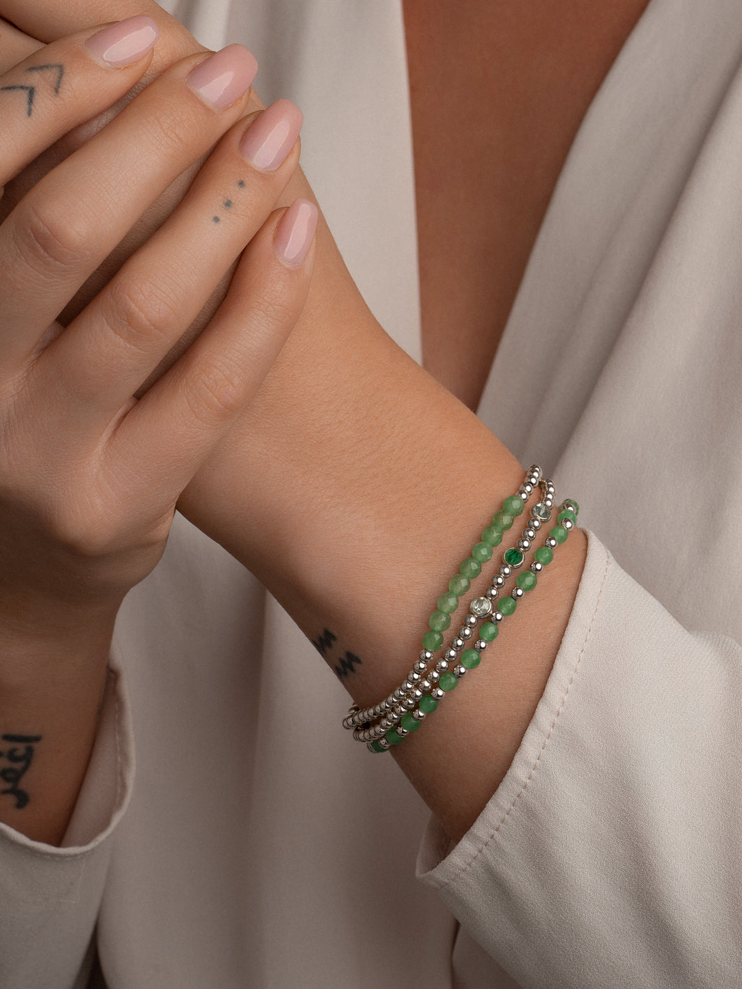 Echt zilveren kralenarmband met zirkonia steentjes van Sparkling #kleur_zilver