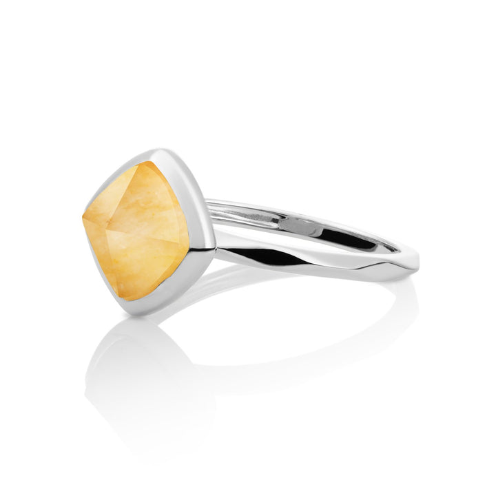 Rand Ring gelbe Jade - Silber