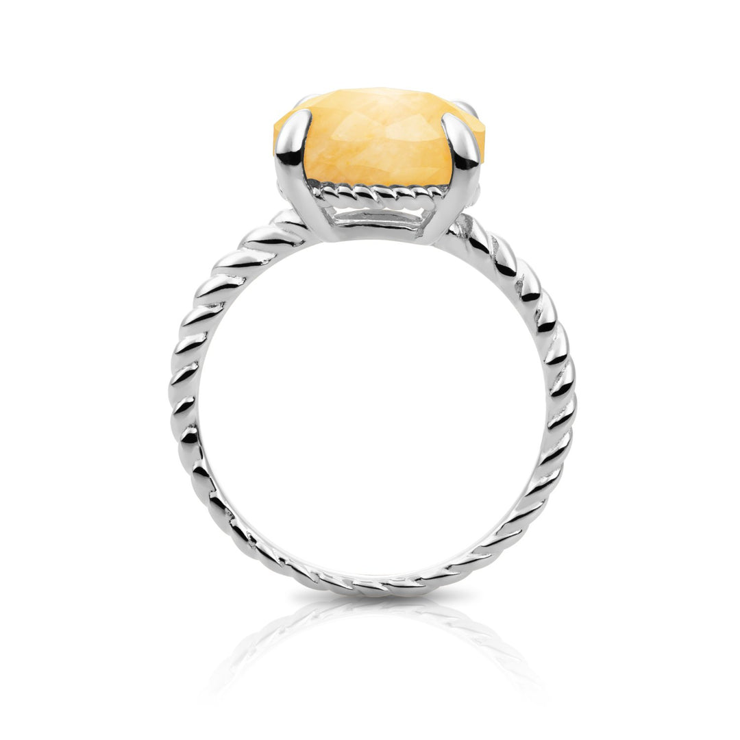 Ring Ring Yellow Jade - Silber